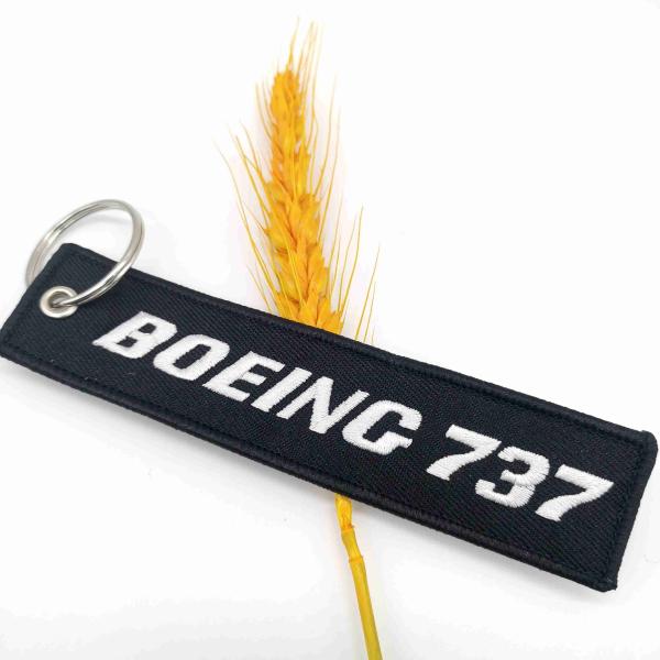 【Aviation Classic】BOEING 737 Double-Sided Embroidered Keychain | High-Contrast