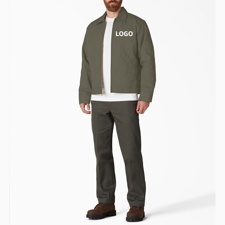 Graphic Customization OEM/ODM New Fashion Heavy Streetwear Zip Up Cotton Work Canvas Jacket For Men