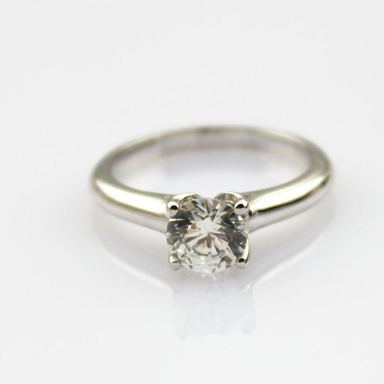 925 Silver Engagement Ring with Solitaire Clear Cubic Zirconia(F89)