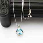925 Silver Jewelry 9x11mm Oval Cubic Zircon Pendant Necklace (P08)