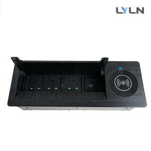 Wholesale Universal Brushed Aluminium Made Flip Up Cable Cubby With Wireless Charger from china suppliers