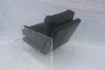 Black Leisure Dining Acrylic Frame Genuine Leather Armchair For Club