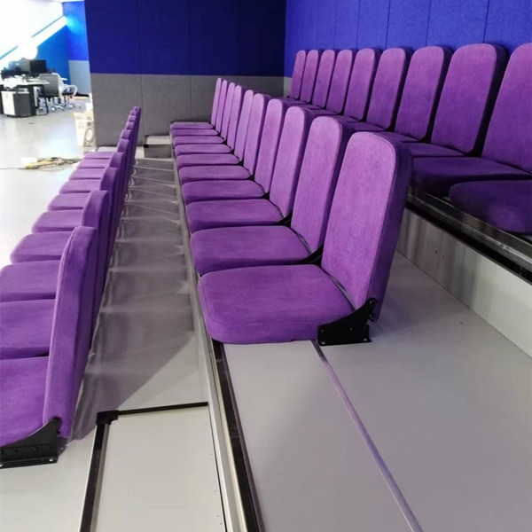 purple Floor Mounted Telescopic Seats Retractable Bleacher Seating System