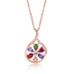 925 Sterling Silver Colorful CZ Jewelry Multi color CZ Flower Pendant