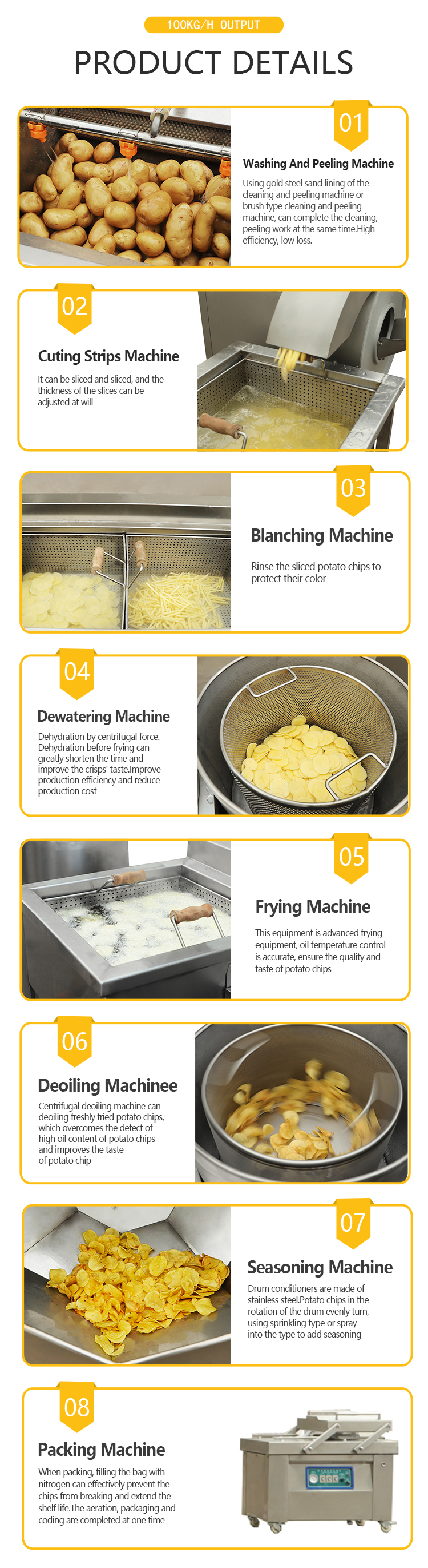 Semi-Automatic Frozen Potato French Fries Production Line for Fruit Processing Market