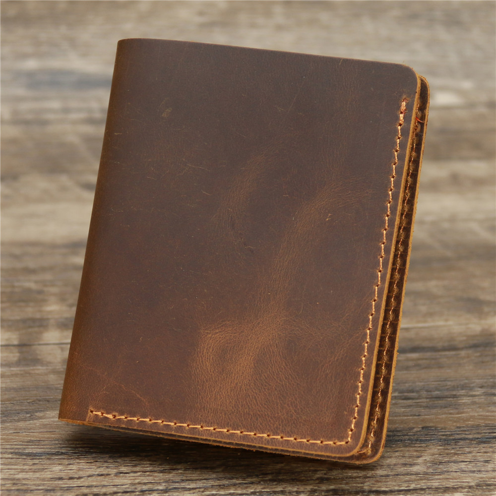 Custom Logo Crazy Horse Wallet For Men Bifold Leather Wallet with Others Pattern Type