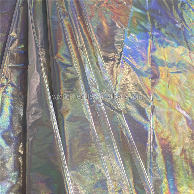 Polyester Jacket Fabric Taffeta Reflective Light Sun Light Cloth Technics Woven For Coat