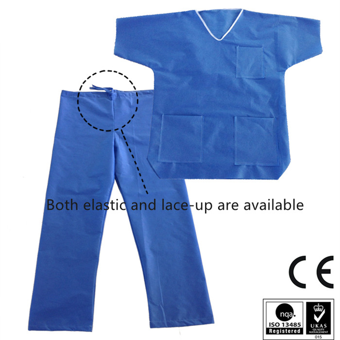 S&J Disposable scrub suit uniform non woven material scrub suit Medical Uniform Women and Man Scrubs Set