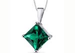 2.2ct Natural Emerald Pendant Necklace Princess Cut 7×7mm size