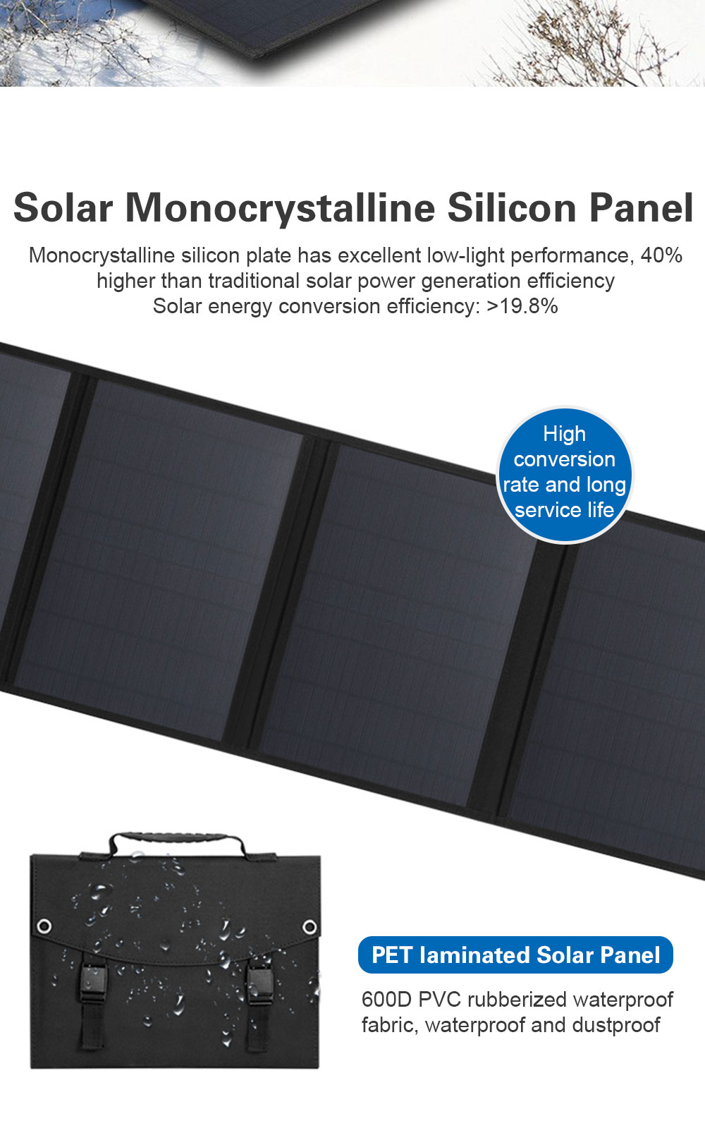 5V Monocrystal USB Foldable Solar Panel Waterproof Charger Outdoor Camping