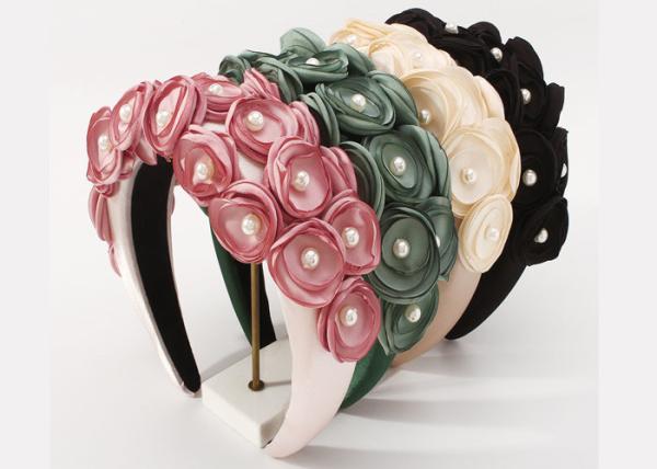 influencer flower pearl fabric headbands decorate ins girls fabric headbands