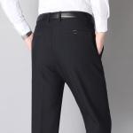 Men's Mid Waist Khaki Pleated Formal Trousers in 100% Linen and British Office