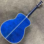 Custom OM Body Acoustic Electric Guitar Real Abalone Inlays Ebony Fingerboard