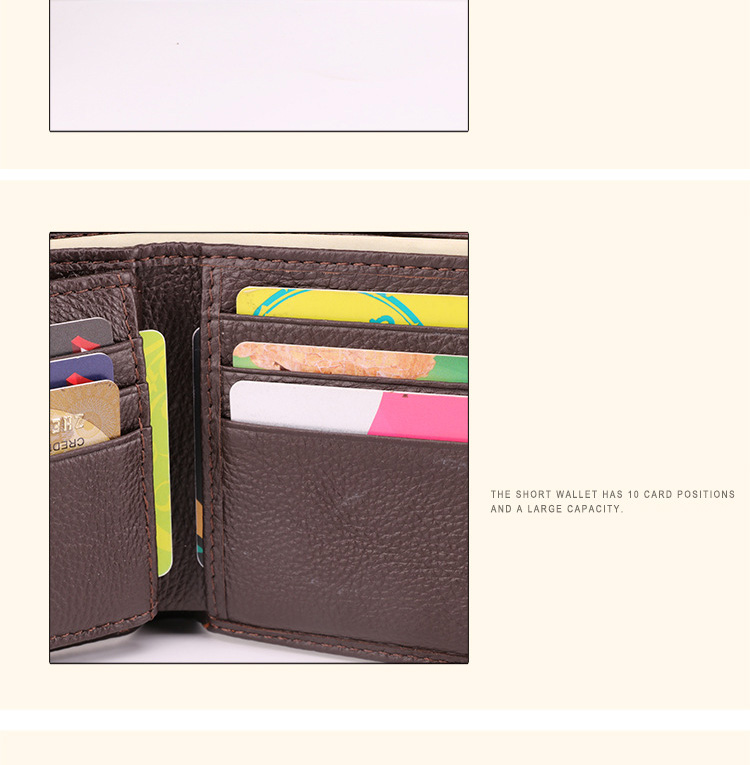 Multi Card Holder Business Retro Genuine Leather Men's RFID Blocking Anti-theft Wallet