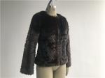 Warm Womens Brown Faux Fur Jacket , Collarless Chubby Short Coat TWS019919