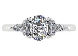 Wholesale OEM Oval Diamond Engagement Ring , Round White Gold Ring 7.19x5.15x3.17mm size from china suppliers