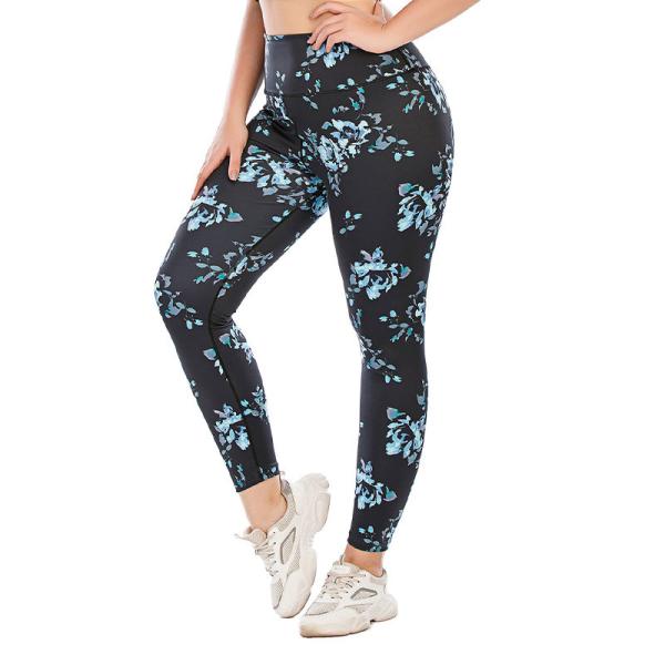 Moisture Wicking Girls Patterned Yoga Pants Anti UV Polyester Spandex Workout