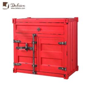 Wholesale Red Metal Distressed Shipping Container Side Table With Drawers Living Room from china suppliers