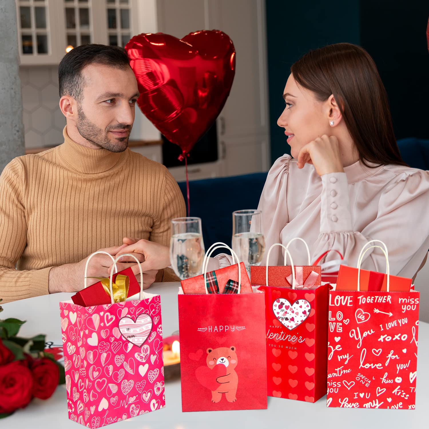 Industry Custom Good Tote Valentine's Day Gift Kraft Paper Bag with Hand Length Handle