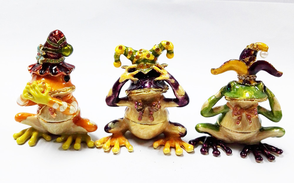 Frog bejeweled box Frog gift box Frog Alloy box Frog trinket box