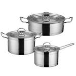 New Design Cooking Set 6 Piece Kitchen Cookware 18/8 Stainless Steel Pans And