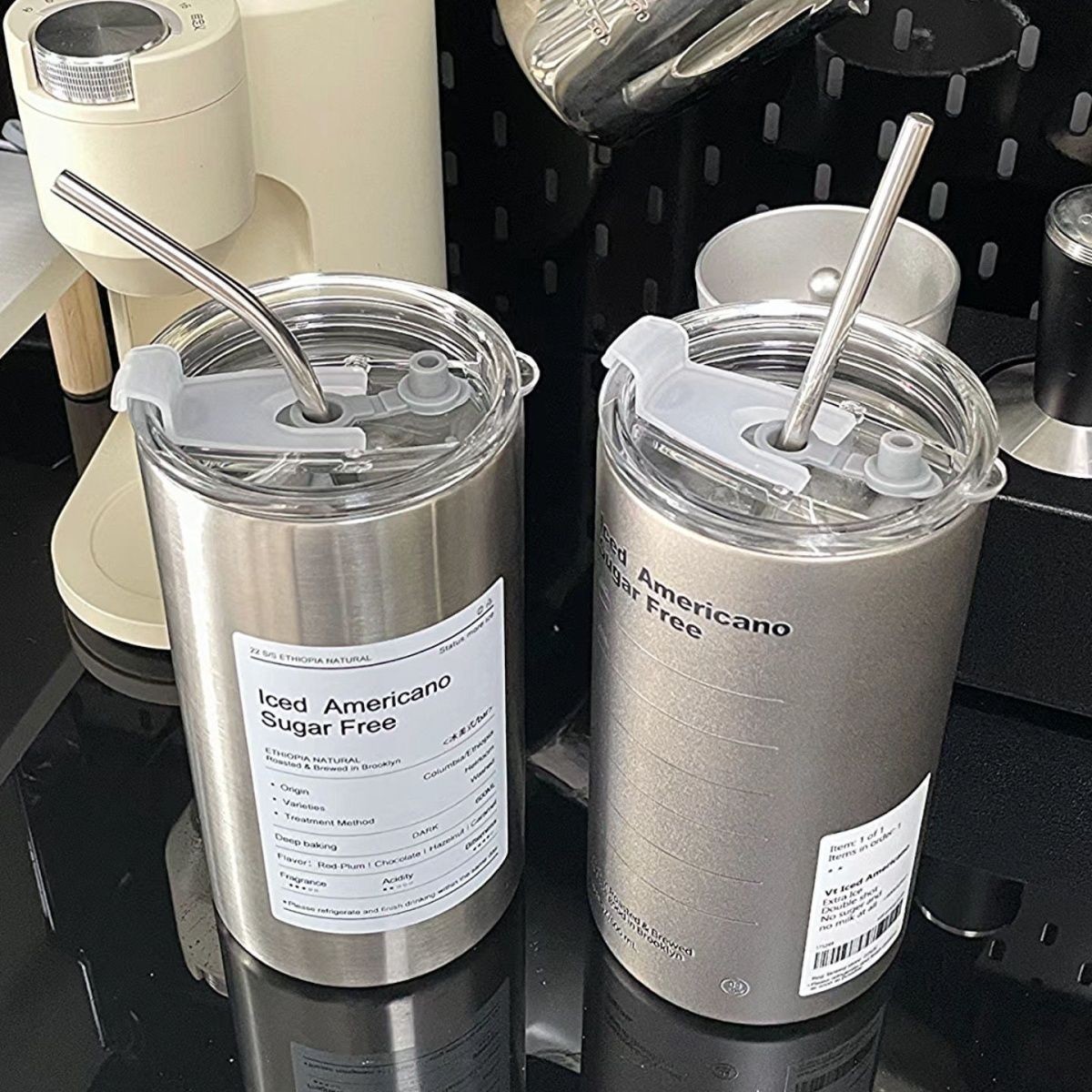 Customized Printing Stainless Steel Thermal Cup Portable Outdoor Straw 304 Stainless Steel Vacuum Double-Layer Thermal Cup
