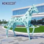 Large outdoor metal forging geometric animal hollow horse stainless steel