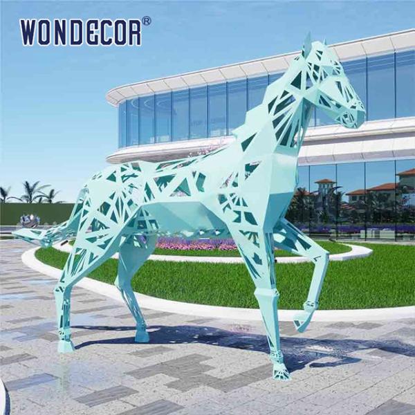 Large outdoor metal forging geometric animal hollow horse stainless steel