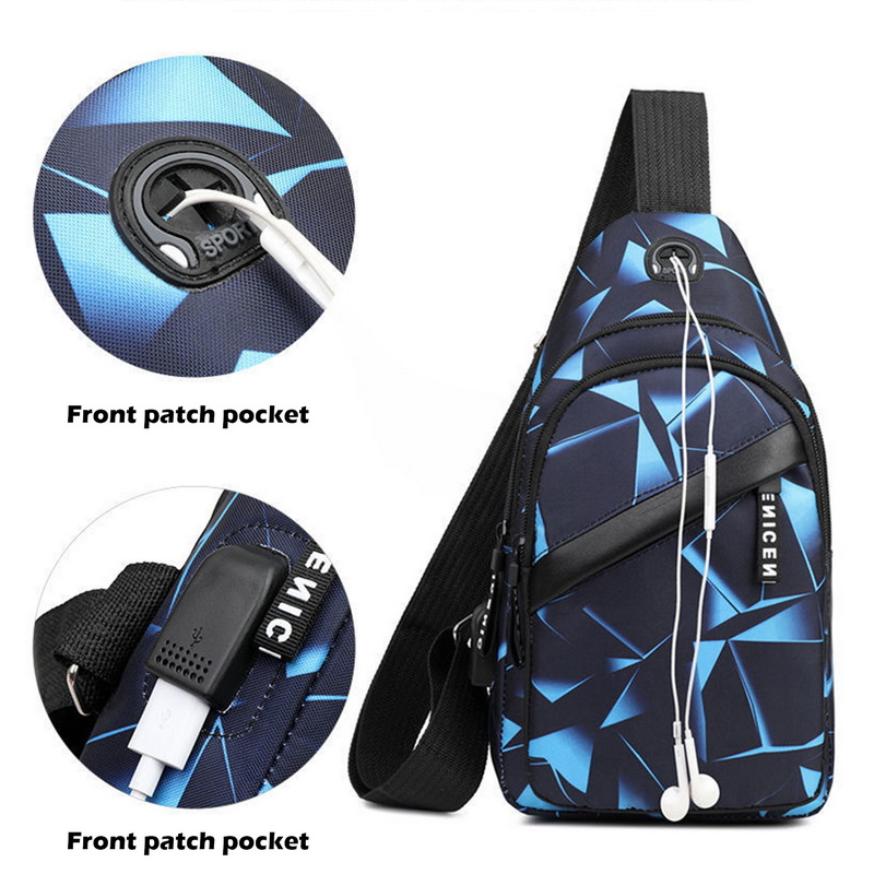 Men Anti Theft Chest Bag Short Trip Messengers Bags USB Charging Crossbody