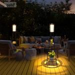 Retro Solar Lantern with Plant Stand and USB Rechargeable Energy Saving Floor