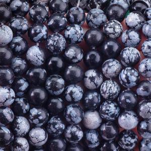 Wholesale 8mm Black Snowflake Obsidian Gemstone Beads Healing Crystal Stone Beads For Jewelry Making from china suppliers