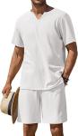 Customised Logo Casual Beach Shorts 2 Pieces Men Henley Shirt