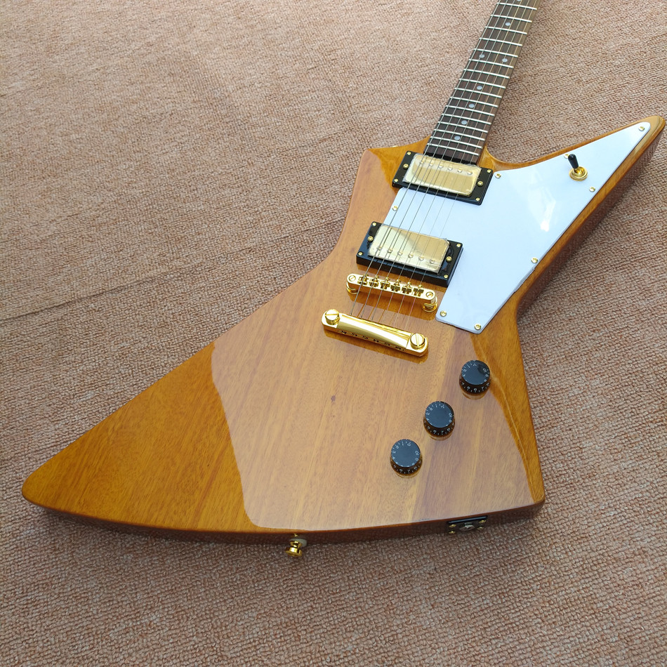 RD type Electric Guitar in Natural wood color, Custom Shop RD guitar with Chrome hardware, Dots inlays, Free shipping