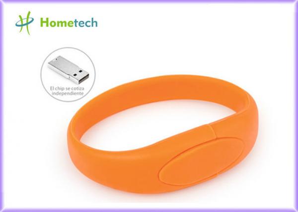 Quality Orange Bracelet USB flash drive wristband silicone usb flash memory wristband usb flash disk for sale