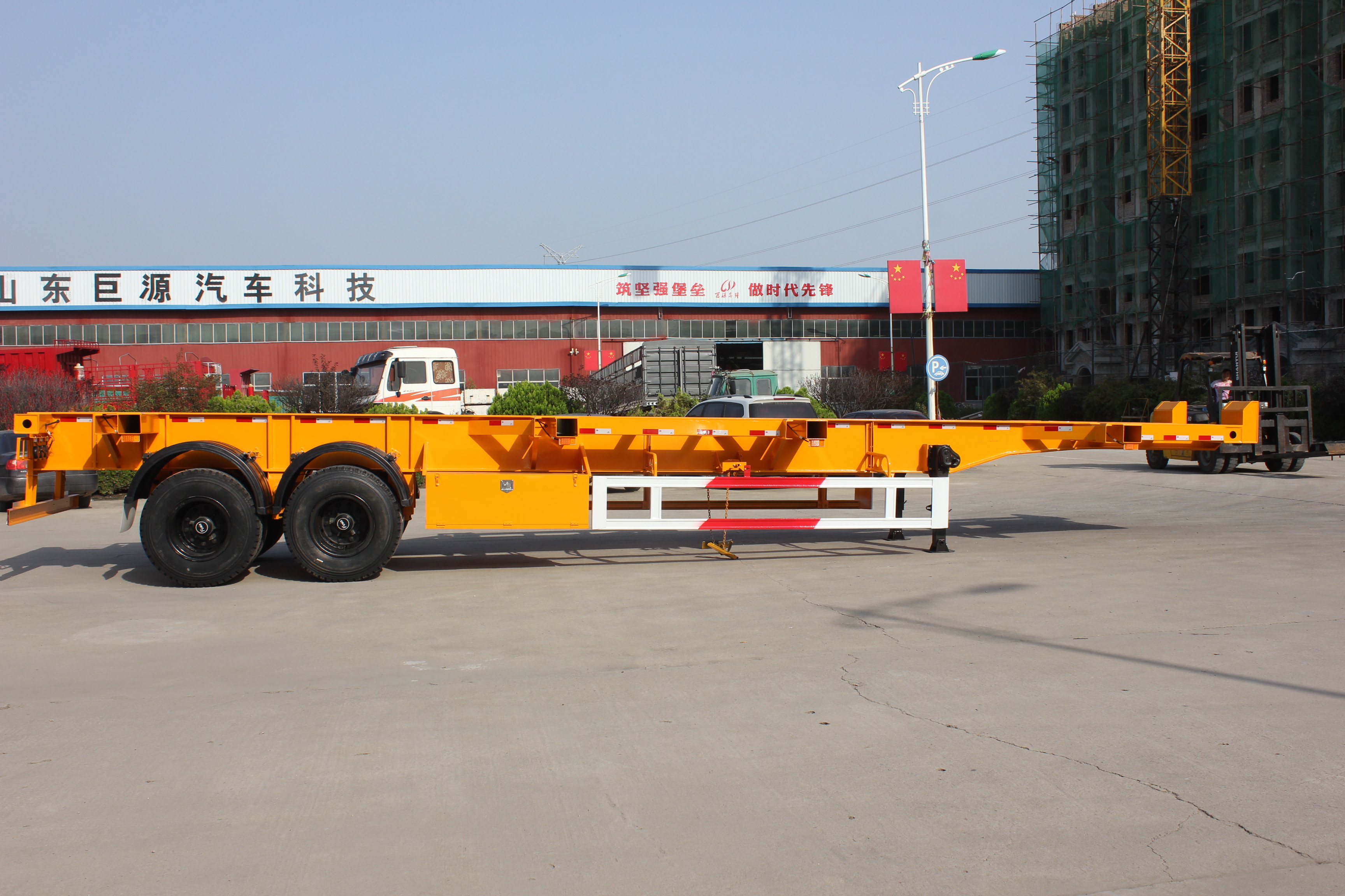 Steel Semi-Trailer 2 Axles Designed for Heavy-Duty Container Transportation