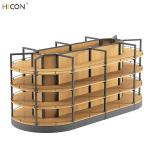 Combined Floor Brown Wood Retail Store Display Racks for Sale