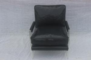 Wholesale Black Leisure Dining Acrylic Frame Genuine Leather Armchair For Club from china suppliers