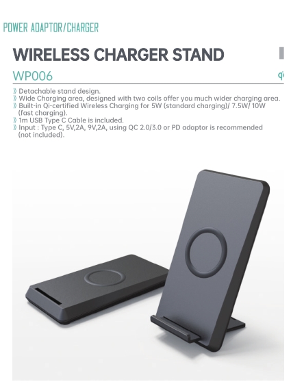 12V/1.25A Output Voltage and Current Wireless Charger Stand for Mobile Phone Charging
