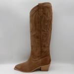 Brown soft cow suede genuine leather Womens Dress Boots，TPR outsole with abs