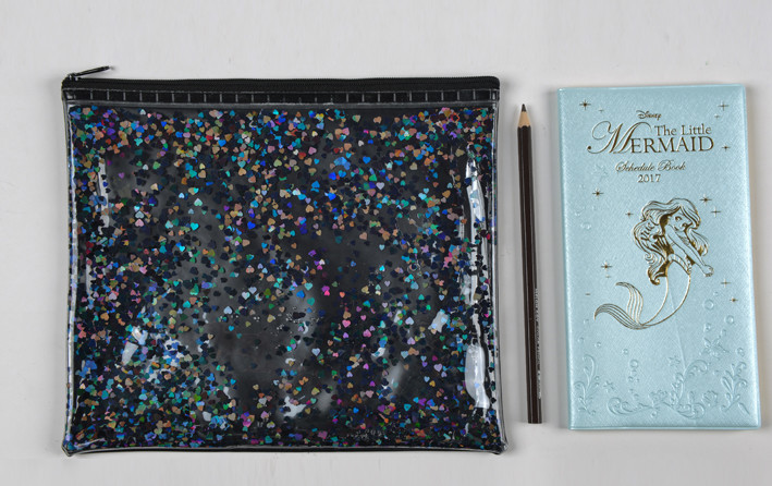 Promotional Clear Vinyl Zipper Bags , Colorful Floating Glitter Pouch