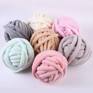 Wholesale 1/0.03NM 100% Polyester Fluffy Tube Giant Velvet Yarn Skin Friendly For Knitting Blanket Bag from china suppliers