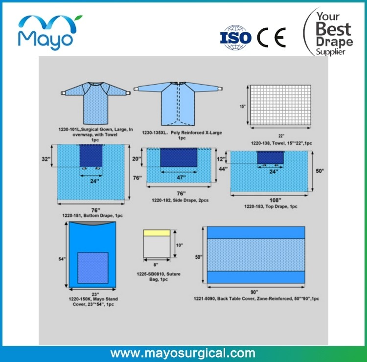 Customized General Drape Use Universal Surgical Pack With Gowns