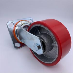 Wholesale 125 mm Swivel Red Polyurethane Tread Iron Caster from china suppliers