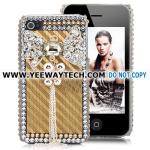 Lovely Butterfly Rhinestone Case For iPhone 4S - Golden