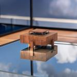 3mm Backyard Decor Natural Gas Fire Burner Steel Fire Pit In Wooden Box