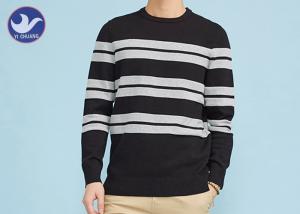 Wholesale Crew Neck Mens Striped Jumper , Mens Cable Knit Pullover Sweater Anti - Wrinkle from china suppliers