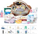 Dad Mommy Tote Diaper Bag Backpack Leather Backpack Changing Pad 16.5x7x13.5"