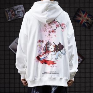 Wholesale Original Graffiti Cat Printed Baggy Fleece Hoodie 220GSM To 320GSM from china suppliers