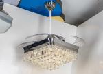 Contemporary 110v 110W Retractable Blade Ceiling Fan Chandelier Santi Nickle