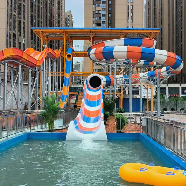 Amusement Slide Park Swimming Pool Tube Fiberglass Closed Open Spiral Slide Customized